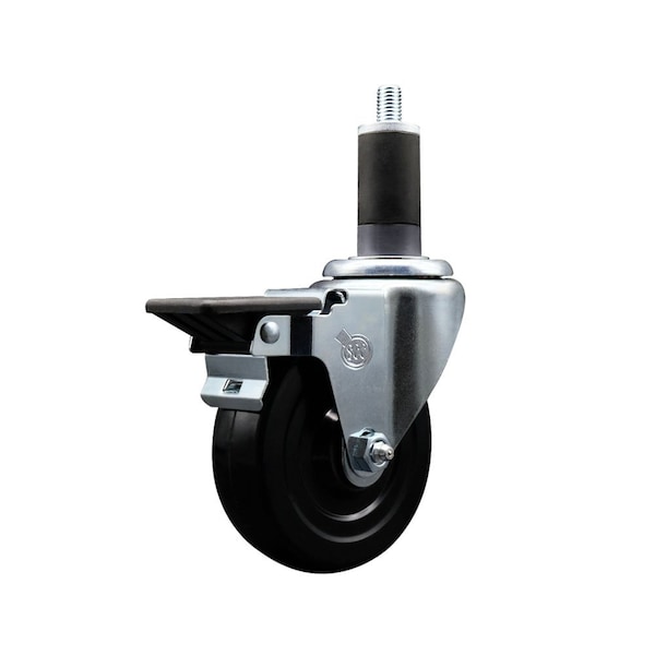 4'' Hard Rubber Swivel 1-1/4'' Expanding Stem Caster with Brake